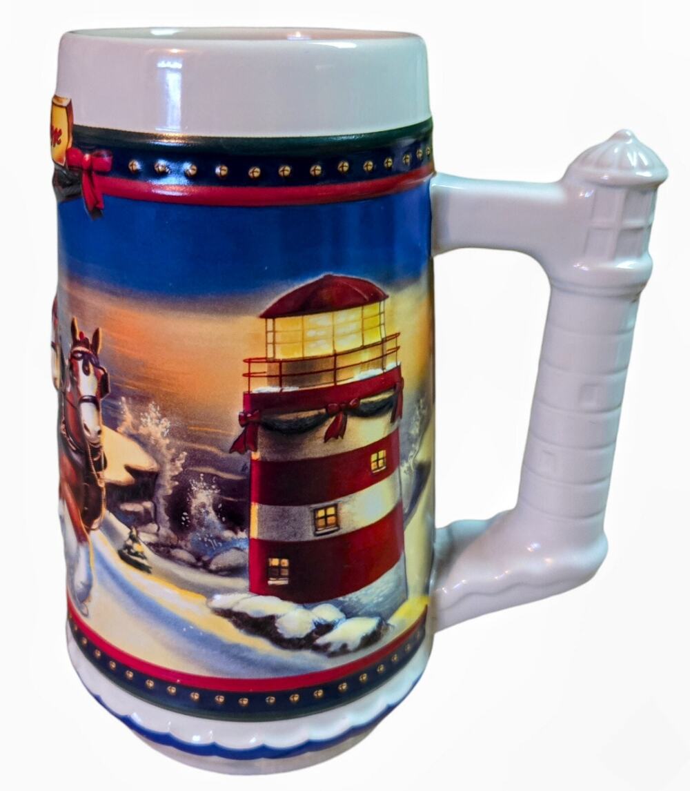 Vintage Budweiser Holiday Stein VTG Beer Mug "Guiding The Way Home"  2002
